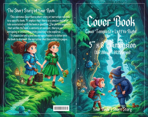 Pixel adventure enchanting cover for children's book set in dark forests enjoy with psd file