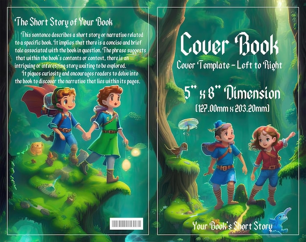 Pixel adventure enchanting cover for children's book set in dark forests enjoy with psd file