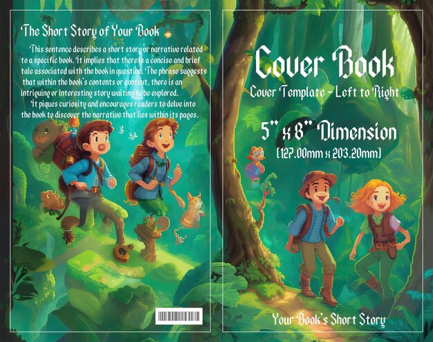 PSD pixel adventure enchanting cover per libri per bambini set in dark forests godetevi con il file psd