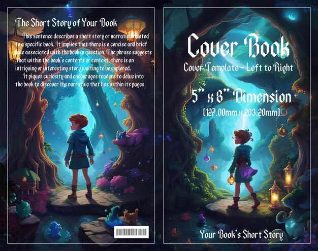 PSD pixel adventure enchanting cover for children's book set in dark forests enjoy with psd file