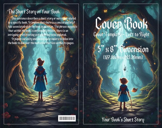 Pixel adventure enchanting cover per libri per bambini set in dark forests godetevi con il file psd