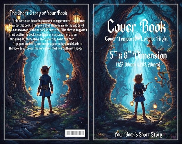 PSD pixel adventure enchanting cover for children's book set in dark forests enjoy with psd file