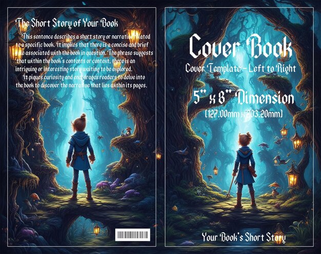 PSD pixel adventure enchanting cover for children's book set in dark forests enjoy with psd file