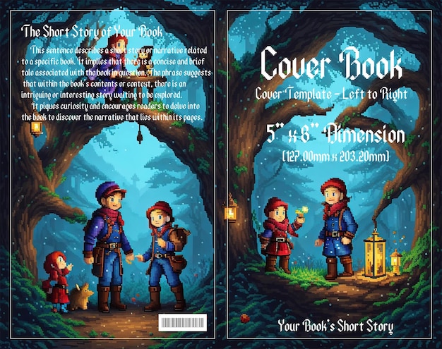 Pixel Adventure Enchanting Cover For Children's Book Set In Dark Forests Ciesz Się Z Pliku Psd