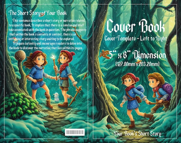PSD pixel adventure enchanting cover for children's book set in dark forests ciesz się z pliku psd