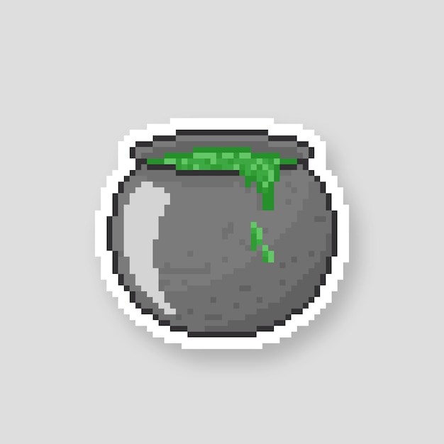 Pixel art of a cauldron with green poison