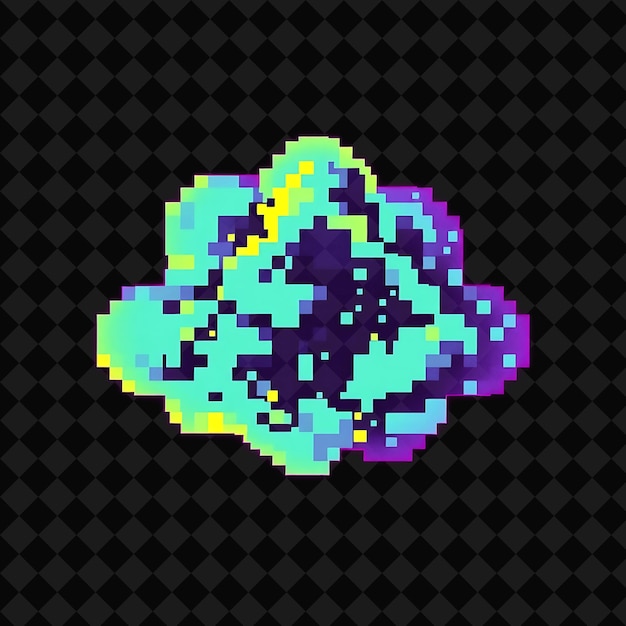 pixel art cirrus cloud composed of tiny squares digital designs and retro textures 8 bit neons of