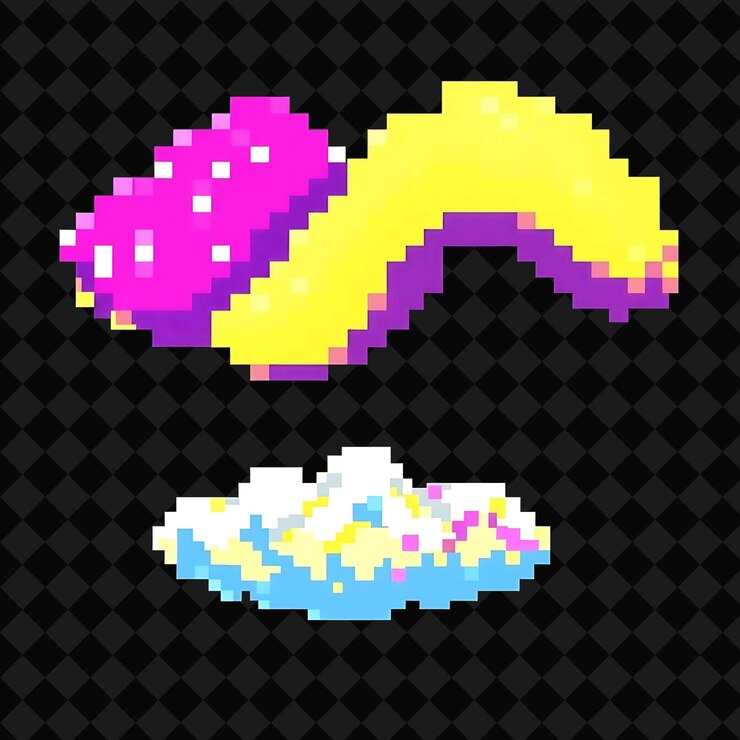 PSD ピクセル・アート・シラス・クラウド (pixel art cirrus cloud) は小さな正方形で構成されデジタルデザインとレトロテクスチャで構成されている