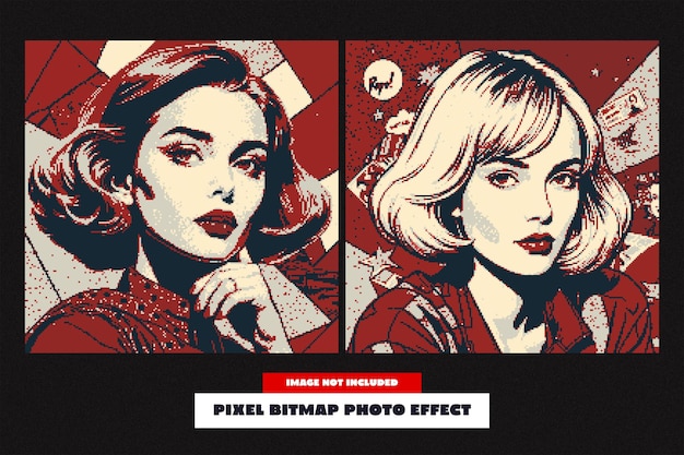 Pixel bitmap foto-effect voor het vierkant