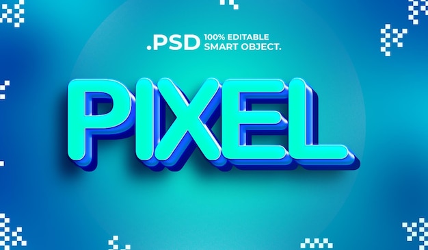 Pixel bold 3d font style text effect editable premium psd template