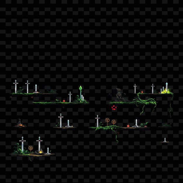 Pixel Broken Swords Spectral Fog Oude symbolen Dorne wijnstokken Gebroken Zwaarden Embedded Game Asseti