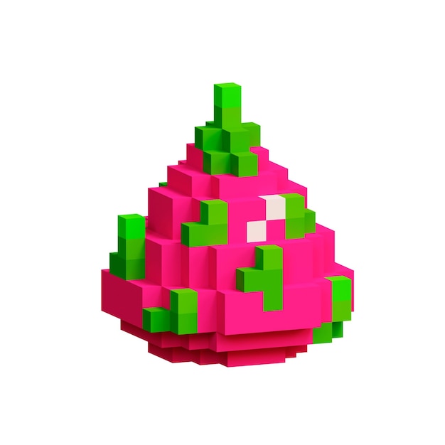 pixel dragon fruit grafisch pixel fruit png 3d pixel pitaya retro spel fruit asset voxel voedsel