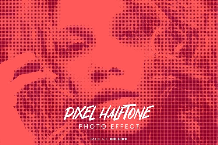 PSD pixel halftone photo effect psd