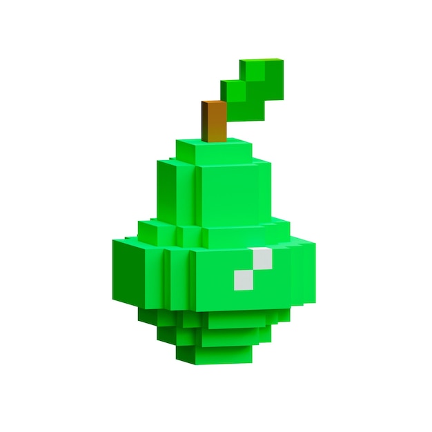 pixel pear icon pixel fruit png 3d pixel art pear retro game fruit asset voxel food pack