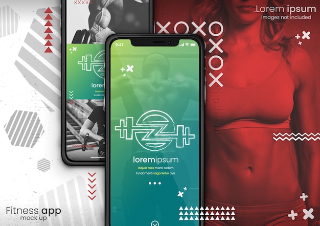 PSD pixel perfect smartphone mockup for fitness and health application