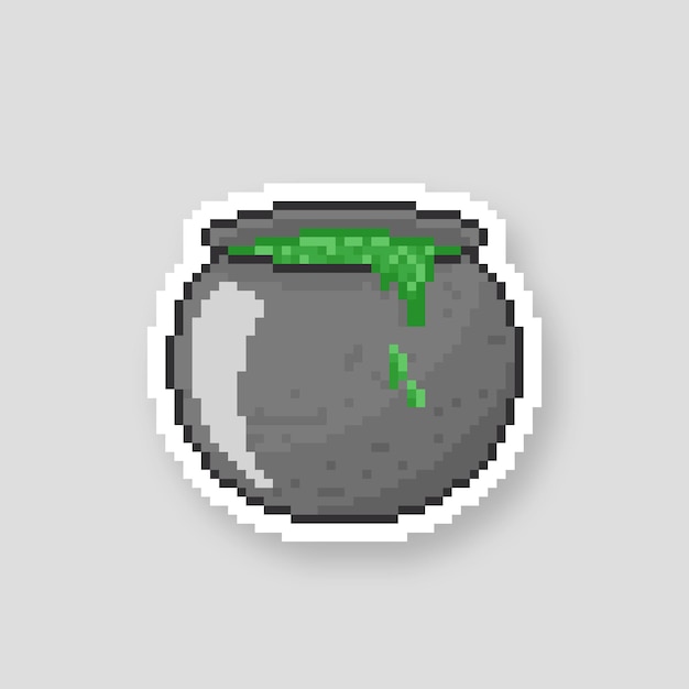 PSD pixelart van een ketel met groen gif