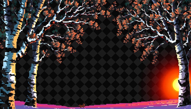 PSD pixelated frame on jet black background bursting with vivid and high isolated pixel frame game decor