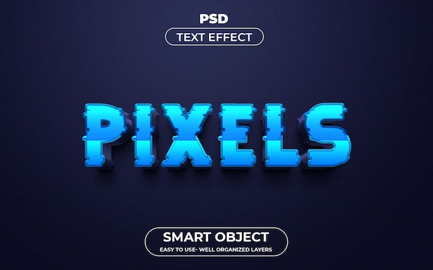 PSD pixel 3d редактируемый текстовый эффект премиум