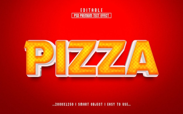 Pizza 3d bewerkbare psd-teksteffectstijl