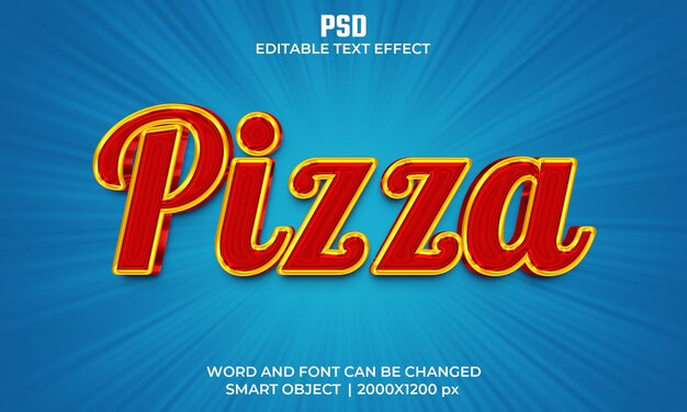 Pizza 3d editable text effect premium psd with background