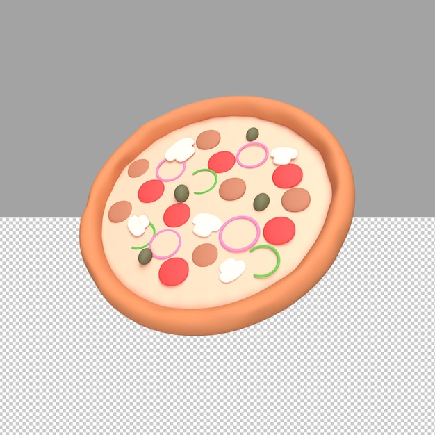 Illustrazione di rendering 3d della pizza