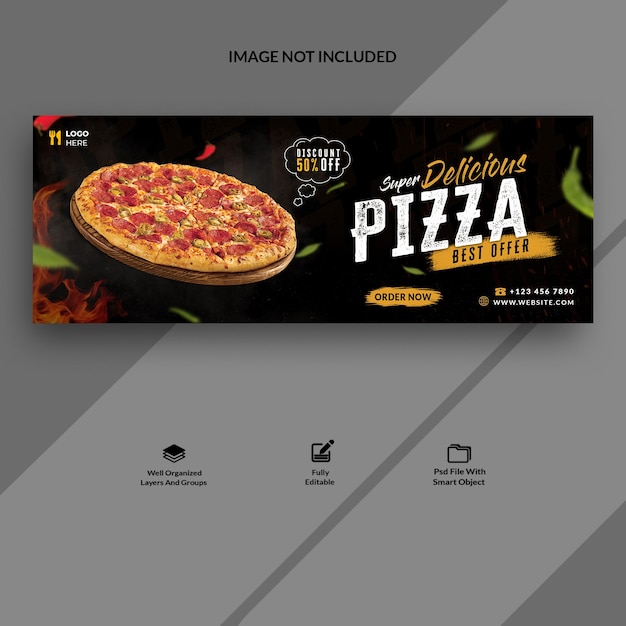 Pizza-aanbieding facebook-omslag en webbanner