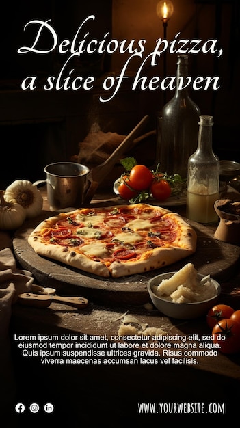 A pizza banner with a still life with pizza