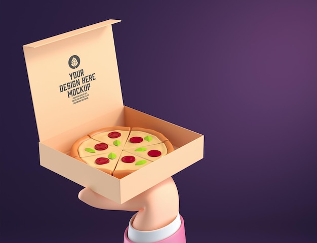 PSD Коробка с пиццей с ручной макеткой