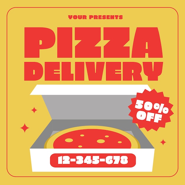 PSD pizza delivery social media post