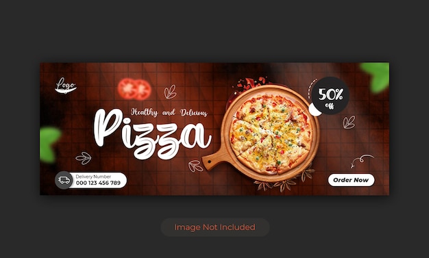 Pizza eten menu en social media facebook omslagbannersjabloon