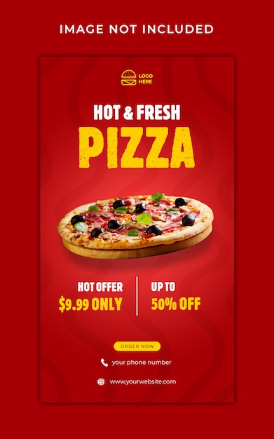 PSD pizza eten menu promotie instagram verhalen banner sjabloon