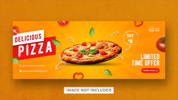 Pizza eten menu promotie sociale media facebook voorbladsjabloon voor spandoek