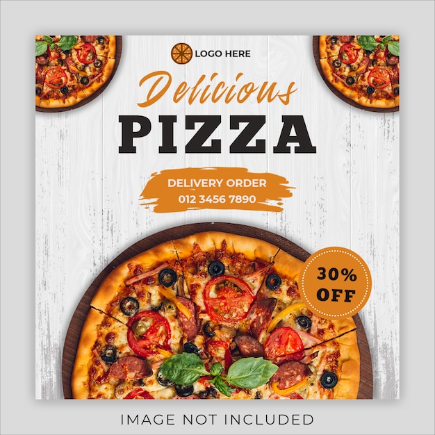 Pizza eten menu promotie sociale media instagram sjabloon voor postbanner