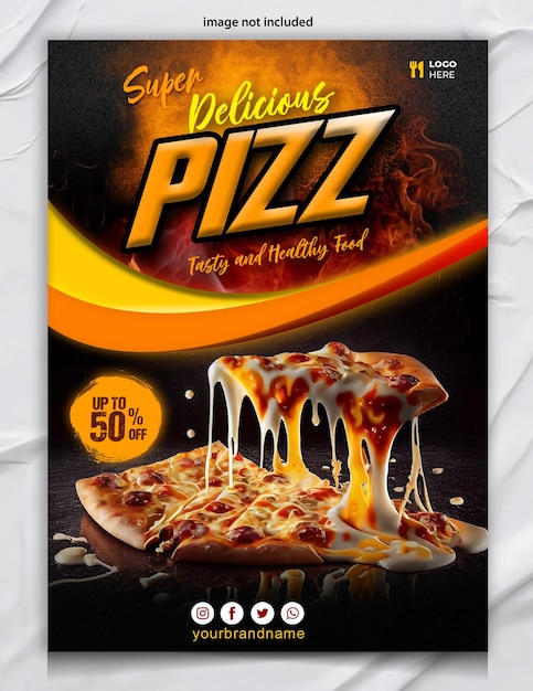 Pizza eten poster ontwerpsjabloon