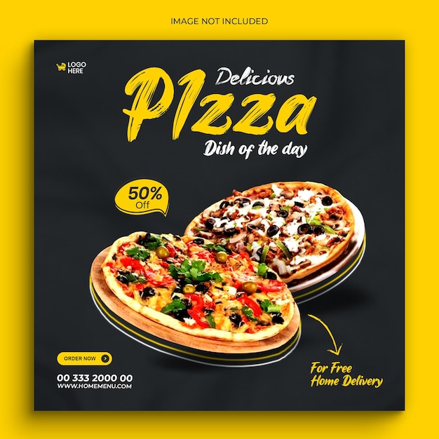 PSD pizza eten social media post sjabloonontwerp