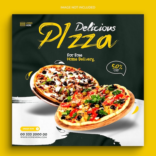 Pizza eten social media post sjabloonontwerp