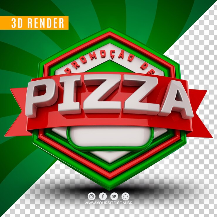 PSD pizza festival 3d logo for pizzeria premium psd