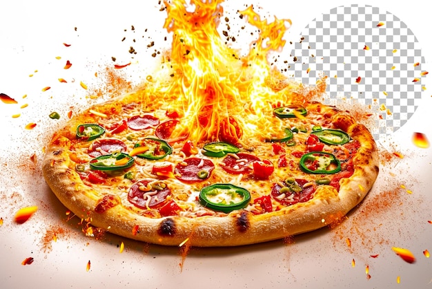 PSD pizza firestorm pizza z ognistym tańcem jalapenos na przezroczystym tle