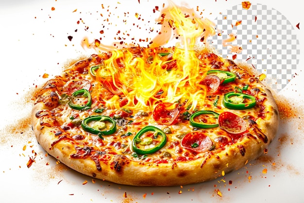 Pizza Firestorm Pizza Z Ognistym Tańcem Jalapenos Na Przezroczystym Tle