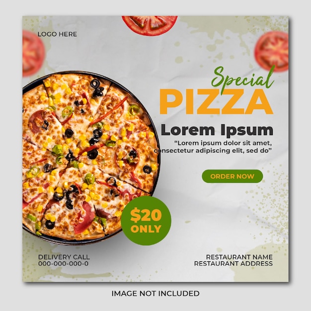 Pizza food flyer for social media post template banner