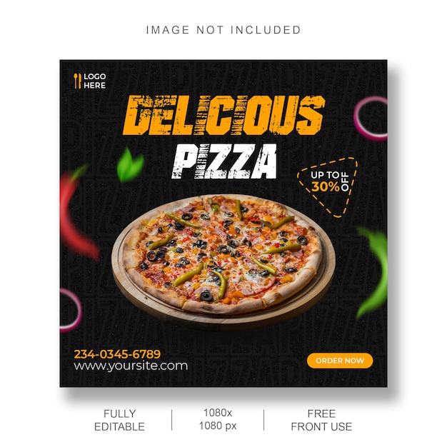 Pizza and food menu instagram post template banner