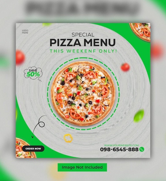 Pizza food menu social media post template