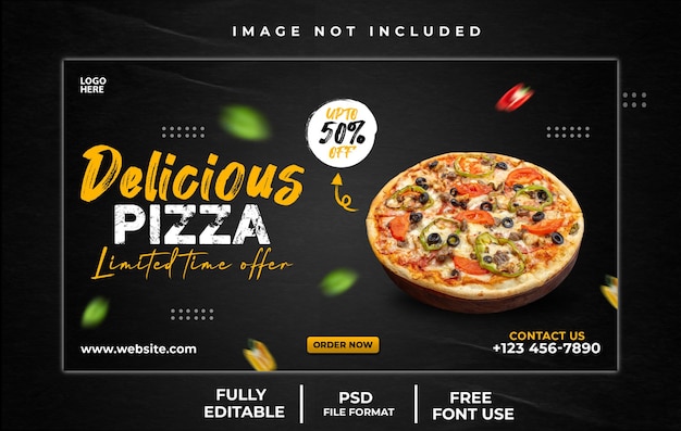 Modello di banner web per menu di pizza e cibo