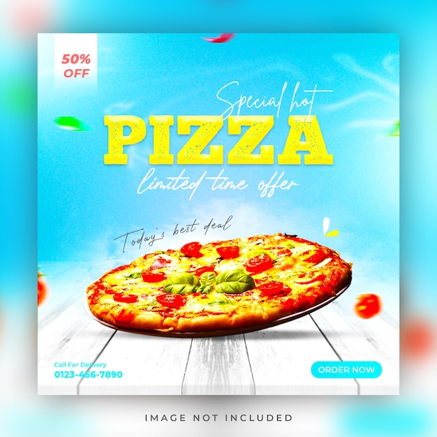 Pizza food social media banner and instagram post template design