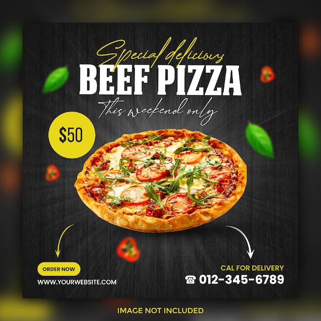 PSD pizza food social media banner and instagram post template