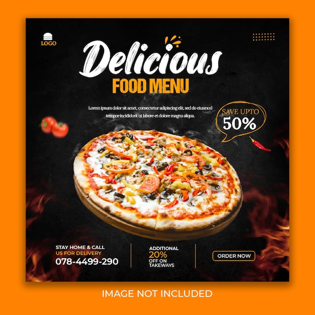 Modello di post banner social media cibo pizza psd