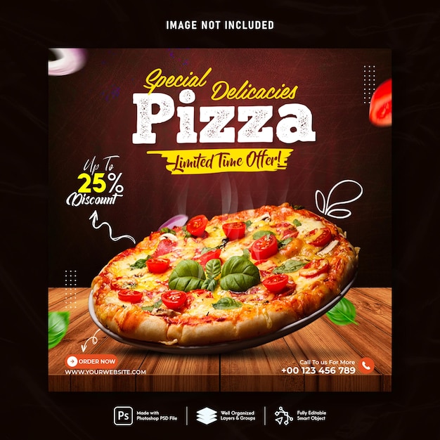 PSD pizza food social media banner post template