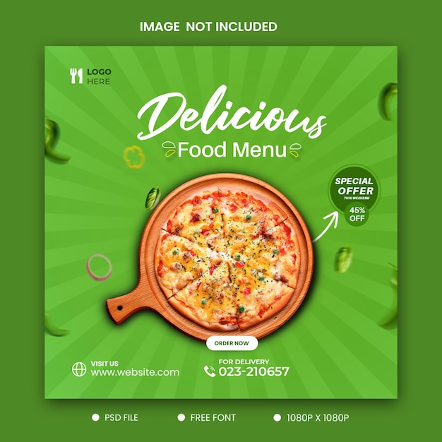 Pizza food social media e instagram post design premium psd