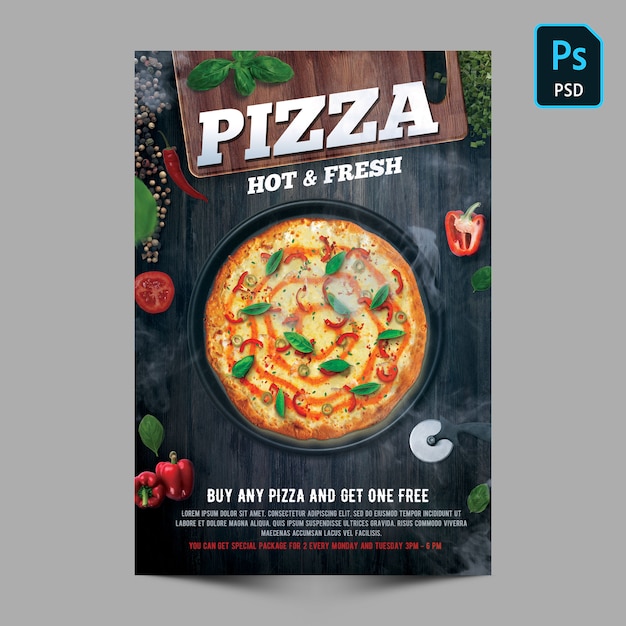 Pizza Hot & Fresh Flyer-sjabloon