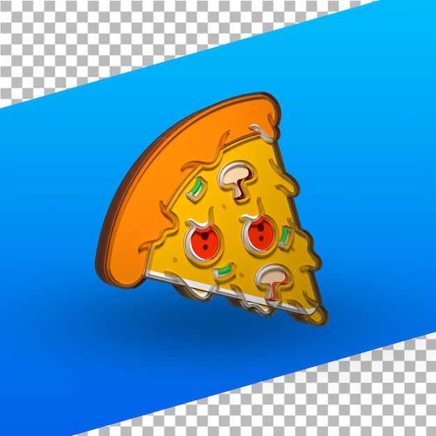 PSD pizza icon with glass outline 3d rendering